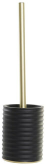 WC/Toiletborstel in houder keramiek zwart/goud 38 x 13 cm - Toiletborstels
