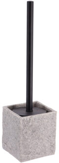 WC/toiletborstel in houder Ruby - grijs - kunststeen - polyresin - 10 x 37 cm