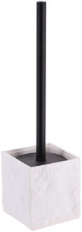 WC/toiletborstel in houder Ruby - wit - kunststeen - polyresin - 10 x 37 cm