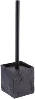 WC/toiletborstel in houder Ruby - zwart - kunststeen - polyresin - 10 x 37 cm