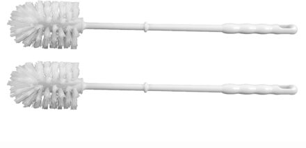 Wc/toiletborstel kunststof - 2x stuks - wit - 37 cm - Toilet/badkameraccessoires