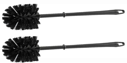 Wc/toiletborstel kunststof - 2x stuks - zwart - 37 cm - Toilet/badkameraccessoires