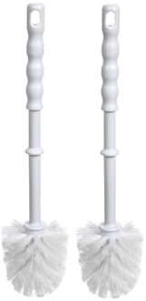 WC/Toiletborstel los - 2x - kunststof - wit - D7,5 x H35 cm - badkamer