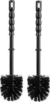 WC/Toiletborstel los - 2x - kunststof - zwart - D7,5 x H35 cm - badkamer