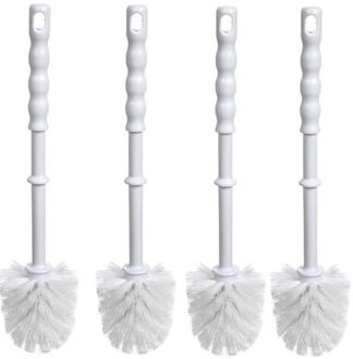 WC/Toiletborstel los - 4x - kunststof - wit - D7,5 x H35 cm - badkamer