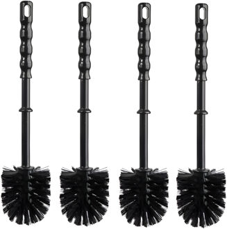 WC/Toiletborstel los - 4x - kunststof - zwart - D7,5 x H35 cm - badkamer