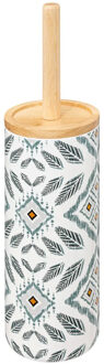 WC/Toiletborstel met houder Cairo - wit met print - dolomiet