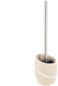 WC/Toiletborstel met houder Pebble - creme - steen look - polyresin - 36 cm