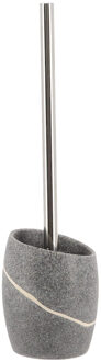 WC/Toiletborstel met houder Pebble - grijs - steen look - polyresin - 36 cm