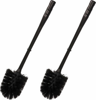 Wc/toiletborstel zwart 34 cm - 2x stuks - kunststof - Toilet/badkameraccessoires wc-borstel