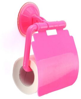 Wc Wandmontage Plastic Zuignap Badkamer Wc Papierrolhouder Met Cover Tissue Handdoekenrek Accessoires Papier Houders roze