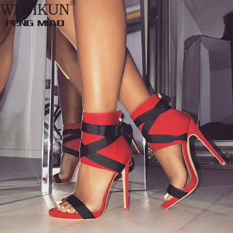 WDHKUN high heels peep toe pumps sexy white black red ladies pumps shoes women high heel pumps with strap wedding shoes 714