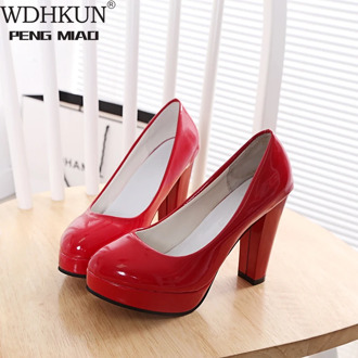 WDHKUN High Heels Shoes Women White Wedding Shoes Thick High Heels Fashion Party Pumps Footwear Yellow Red Big Size 9 10 41 43
