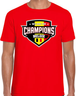 We are the champions Belgie t-shirt met schild embleem in de kleuren van de Belgische vlag - rood - heren - Belgie supporter / Belgsich elftal fan shirt / EK / WK / kleding XL