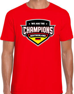 We are the champions Deutschland t-shirt met schild embleem in de kleuren van de Duitse vlag - rood - heren - Duitsland supporter / Duits elftal fan shirt / EK / WK / kleding 2XL