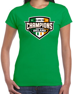 We are the champions Ireland t-shirt met schild embleem in de kleuren van de Ierse vlag - groen - dames - Ierland supporter / Iers elftal fan shirt / EK / WK / kleding L