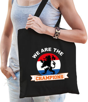 We are the champions oranje supporter tas zwart voor dames en heren - EK/ WK voetbal / Koningsdag - Feest Boodschappenta