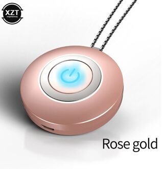 Wearable Auto Luchtreiniger Ketting Mini Draagbare Usb Luchtreiniger Negatieve Ionen Generator Lage Noise Luchtverfrisser roos goud