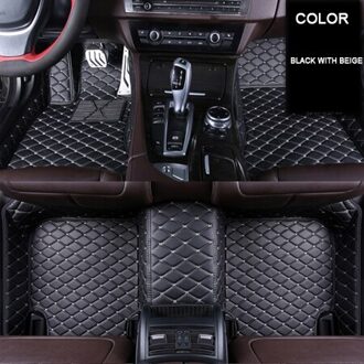 Wearable Fiber Lederen Auto Interieur Vloermatten Voor Grote Muur Haval F7 F7X Accessoires Tapijt Mat zwart met beige