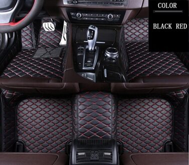 Wearable Fiber Lederen Auto Interieur Vloermatten Voor Grote Muur Haval F7 F7X Accessoires Tapijt Mat zwart met rood
