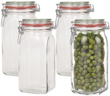 Weckpot - 12x stuks - 1500 ml - 1,5L - inmaakpot - met rubberen ring