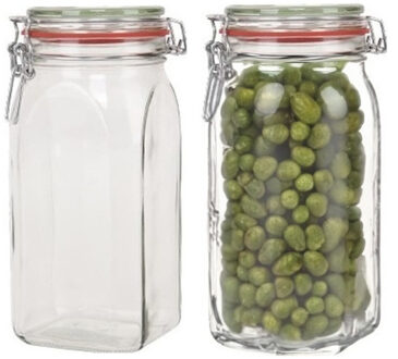 Weckpot - 2x stuks - 1500 ml - 1,5L - inmaakpot - met rubberen ring