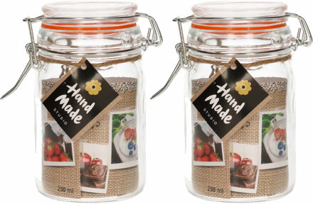 Weckpot - 2x stuks - glas - confituren pot - rode rubberen ring