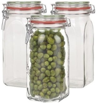 Weckpot - 3x stuks - 1500 ml - 1,5L - inmaakpot - met rubberen ring
