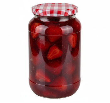 Weckpot - 900 ml - inmaakpot met schroefdeksel - rood / wit - glas - D13 x H18 cm