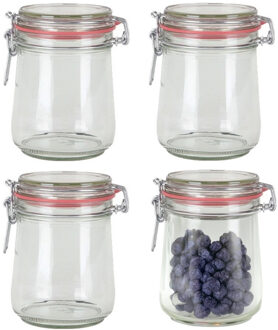 Weckpot/inmaakpot - 10x stuks - glas - 720 ml - met beugelsluiting - transparant