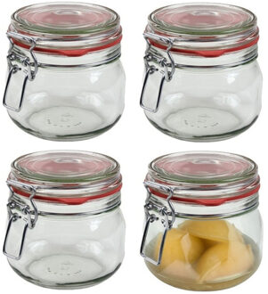 Weckpot/inmaakpot - 14x - glas - 500 ml - met beugelsluiting - transparant