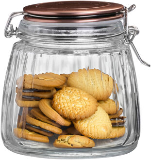 Weckpot/inmaakpot - 1L - glas - beugelsluiting - koperen deksel - Weckpotten Goudkleurig