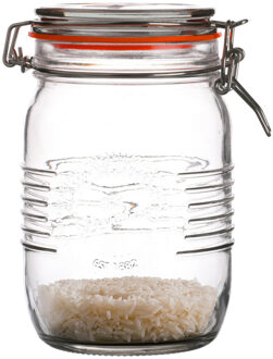 Weckpot/inmaakpot - 1L - glas - met beugelsluiting - D14 x H17 cm - Weckpotten Transparant