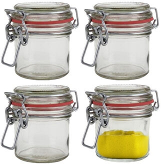 Weckpot/inmaakpot - 20x stuks - glas - 100 ml - met beugelsluiting - transparant