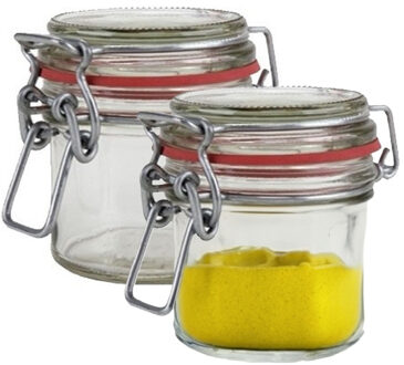 Weckpot/inmaakpot - 2x - glas - 100 ml - met beugelsluiting - transparant