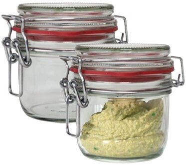 Weckpot/inmaakpot - 2x - glas - 125 ml - met beugelsluiting - transparant