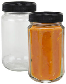 Weckpot/inmaakpot - 2x - glas - 320 ml - met schroefdop - transparant