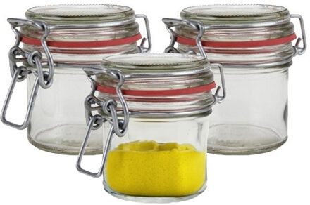 Weckpot/inmaakpot - 3x - glas - 100 ml - met beugelsluiting - transparant