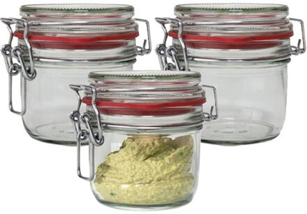 Weckpot/inmaakpot - 3x - glas - 125 ml - met beugelsluiting - transparant