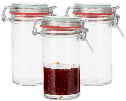 Weckpot/inmaakpot - 3x - glas - 250 ml - met beugelsluiting - transparant