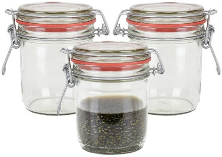 Weckpot/inmaakpot - 3x - glas - 300 ml - met beugelsluiting - transparant