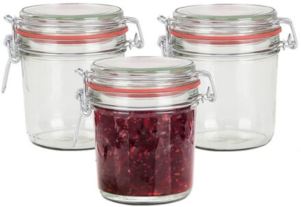 Weckpot/inmaakpot - 3x - glas - 400 ml - met beugelsluiting - transparant