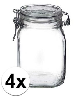 Weckpot/inmaakpot - 4x stuks - 1L - glas - met beugelsluiting - luchtdicht