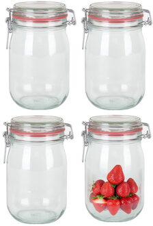 Weckpot/inmaakpot - 6x - glas - 1000 ml - met beugelsluiting - transparant
