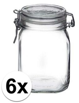 Weckpot/inmaakpot - 6x stuks - 1L - glas - met beugelsluiting - luchtdicht