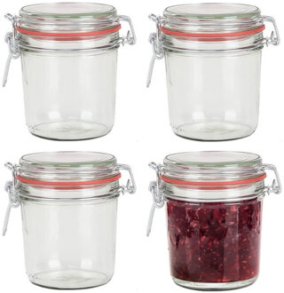 Weckpot/inmaakpot - 8x - glas - 400 ml - met beugelsluiting - transparant