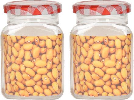 Weckpot/inmaakpot Classic - 2x - 375 ml - kunststof - draaideksel - rood - D7 x H11 cm