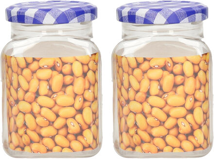 Weckpot/inmaakpot Classic - 2x - 400 ml - kunststof - draaideksel - blauw - D7 x H11 cm