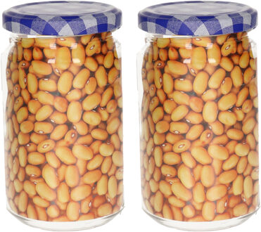 Weckpot/inmaakpot Classic - 2x - 450 ml - kunststof - draaideksel - blauw - D7 x H13 cm