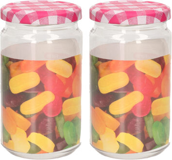 Weckpot/inmaakpot Classic - 2x - 450 ml - kunststof - draaideksel - rood - D7 x H13 cm